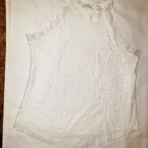 Berryou Women's Lace Trim Sleeveless Top Halter Hollow Out Crochet Tank Large